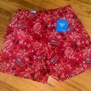 NWT Columbia American Flag Fish Swim Trunks Shorts sz S